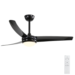 Akicon™ Ultra Quiet 52" Modern Ceiling Fan with Lights and Remote Control, Reversible Blades, 6-Speed, Dimmable LED Kit, Matte Black
