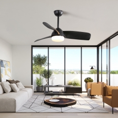Akicon™ Ultra Quiet 42" Modern Ceiling Fan with Lights and Remote Control, Reversible Blades, 6-Speed, Dimmable LED Kit, Matte Black