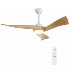 Akicon™ Ultra Quiet 52" Solid Wood Ceiling Fan with Lights and Remote Control, Reversible Blades, 6-Speed, Dimmable LED Kit, White