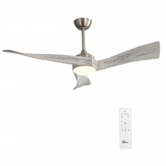 Akicon™ Ultra Quiet 52" Solid Wood Ceiling Fan with Lights and Remote Control, Reversible Blades, 6-Speed, Dimmable LED Kit, Brushed Nickel