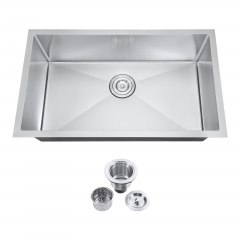 Akicon™ 30" Undermount Nano Single Bowl Stainless Steel Handmade Kitchen Sink with Drain Assembly Strainer
