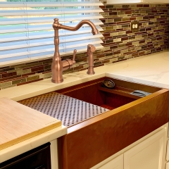 Akicon™ One-Handle Copper Widespread Kitchen Faucet with Side Sprayer