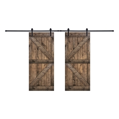 Akicon™ Paneled Solid Wood Stained DIY Double Interior Barn Door with Sliding Hardware Kit; Pre-Drilled Ready to Assemble，JN Shape