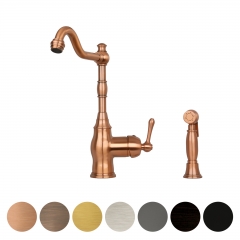 Akicon™ One-Handle Copper Widespread Kitchen Faucet with Side Sprayer