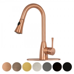 Akicon™ Copper Pull Out Kitchen Faucet, Single Level Solid Brass Kitchen Sink Faucets with Pull Down Sprayer