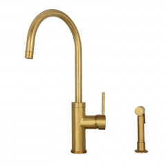 Akicon™ One-Handle Brushed Gold Widespread Kitchen Faucet with Side Sprayer