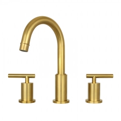 Akicon™ Two-Handle Brushed Gold Widespread Bathroom Sink Faucet