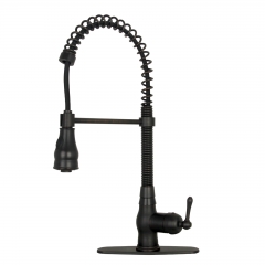Akicon™ Oil Rubbed Bronze Pre-Rinse Spring Kitchen Faucet, Single Level Solid Brass Kitchen Sink Faucets with Pull Down Sprayer
