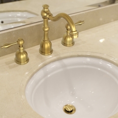 Akicon™ Two-Handle Brushed Gold Widespread Bathroom Sink Faucet