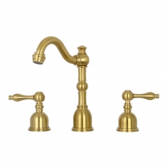 Akicon™ Two-Handle Brushed Gold Widespread Bathroom Sink Faucet