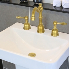 Akicon™ Brushed Gold Pop up Drain Stopper With Overflow - 3 Years Warranty