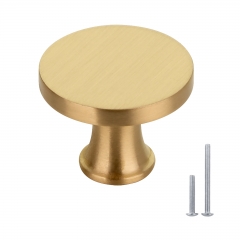 Akicon™ Brushed Gold Kitchen Cabinet Knobs 1-1/4 inch (32 mm) Diameter 100% Solid Brass Drawer Knob AK01916-BG (10-PACK)