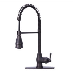 Akicon™ Oil Rubbed Bronze Pre-Rinse Spring Kitchen Faucet, Single Level Solid Brass Kitchen Sink Faucets with Pull Down Sprayer
