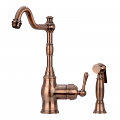 Akicon™ One-Handle Antique Copper Widespread Kitchen Faucet with Side Sprayer