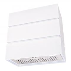 Akicon 30" Stainless Steel Range Hood, 3 Stacks Modern Box Kitchen Hood with Powerful Vent Motor, Wall Mount, 30”W*30”H*14D, Signal White
