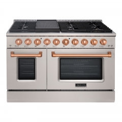 Akicon 48" Slide-in Freestanding Professional Style Gas Range with 6.7 Cu. Ft. Oven, 8 Burners, Convection Fan, Cast Iron Grates. Stainless Steel