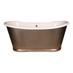 Custom Double Slipper Cast Iron Skirted Tub - Stainless Steel / Polished Gold / Polished Chrome