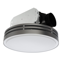 Bathroom Fan Light Combo, 15W Dimmable 3CCT LED Light with 5W 2-Color Night Light Ventilation Fan, Round, Silver