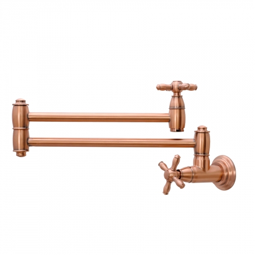 Pot Filler Faucet Solid Brass Wall Mount Kitchen Faucets with Double Stretchable Joint Swing Arms, Kitchen Folding Faucet over Stove