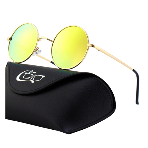 .com .com: CGID E01 John Lennon Polarized Sunglasses with Case  for Women Men Circle Round Retro Vintage Sun Glasses Circular Shades Silver  Metal Rimmed Black Lens, 48mm, Gift Package: Shoes