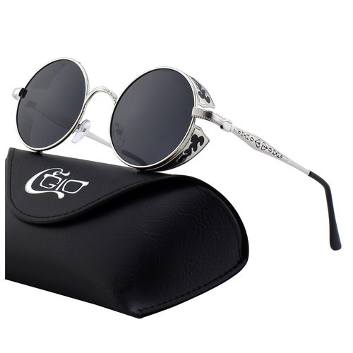 CGID Retro Carved Mirrored Polarized Steampunk Sunglasses