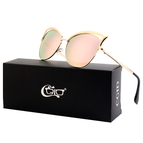 CGID Retro Mirrored Polarized Cateye Sunglasses