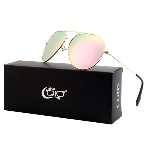 CGID Classic Metal Mirrored Polarized Pilot Driving Sunglasses