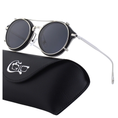 CGID Clip on Women's Metal Polarized Circle Double Lens Sunglasses