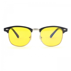 CGID Classic Retro Horn Rimmed Blue Light Blocking Glasses ,Yellow Lens