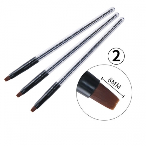 FNB-25  1pc Nail Art Brush Crystal Rhinestone Hadle Acrylic Brushes UV Gel Polish Painting UV Gel Polish Pen Tips Tools DIY Manicure