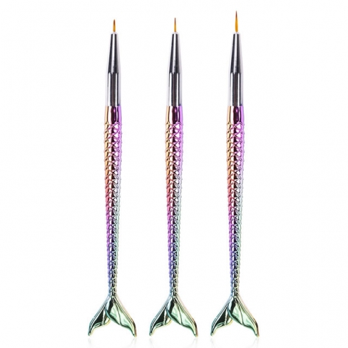 NLB-23  6/7/11mm Mermaid Gradient Pen Nail Art Brush Liner Line Stripe Fish Flower