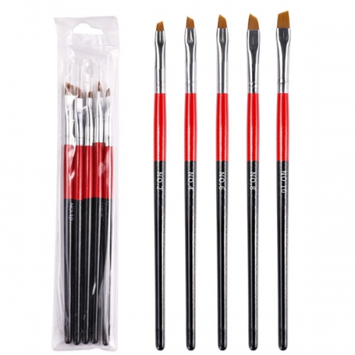 W48-3  5 sizes set flat nailart brushes