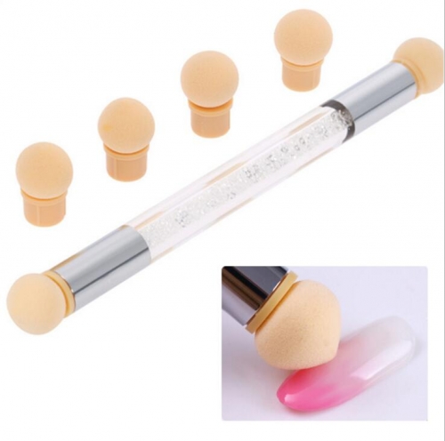 NBS-53  1pc Glitter Powder Nail Art Sponge Brush Gradient Painting Rhinestone Handle