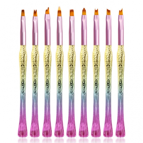 NBS-78 9pcs mermaid design handle nailart brush set