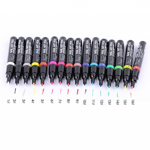 NPP-01 16 Colors 3D Watercolor Brush Marker DIY Nail Sketch Drawing Dotting Tool