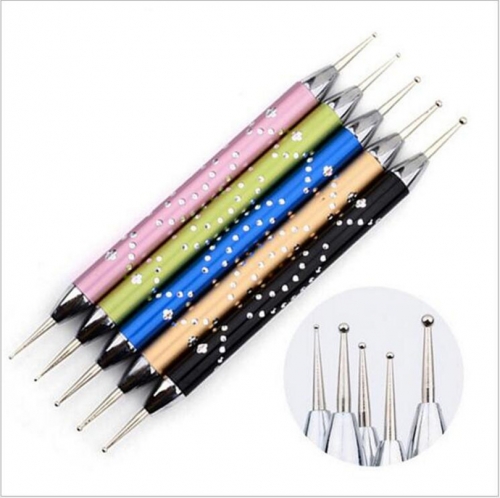 HDT-09 5Pcs Set UV Gel Painting Nail Art Dotting Pen Acrylic Handle Rhinestone