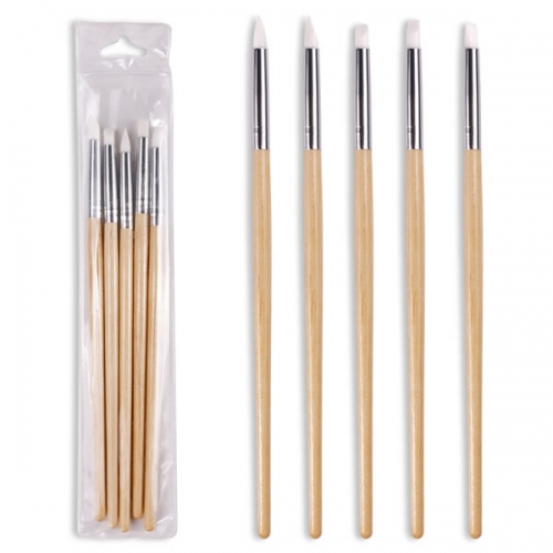 W50-1 5Pcs Silicone Brush Sculpture Pen Carving Emboss Hollow Shaping