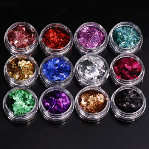 GSP-59 1Box Laser Nail Glitter Sequins Rhombus Paillette 12 Colors Mixed