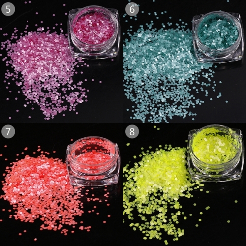 GSP-52 1 set 12 Color Design 1mm Round Shape Nail Glitter Powder Dust Pigment 3D