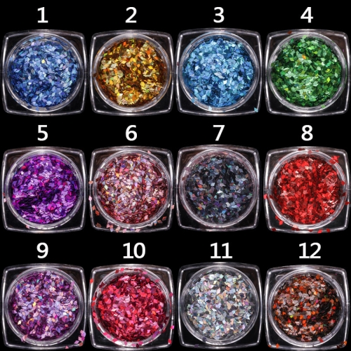 GSP-67 12 Colors Laser Triangle Nail Art Glitter Flakes Stereo Diamond Sequins DIY