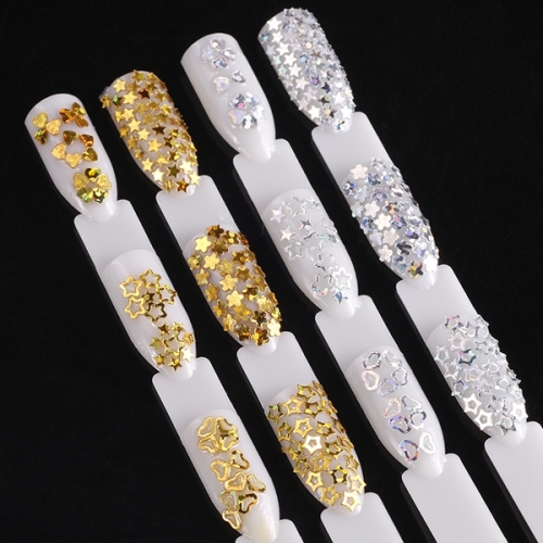 GSP-77 Nail MAD 6pcs/set Star Heart Flower Acrylic Mixes Sequins Gold Silver Glitter