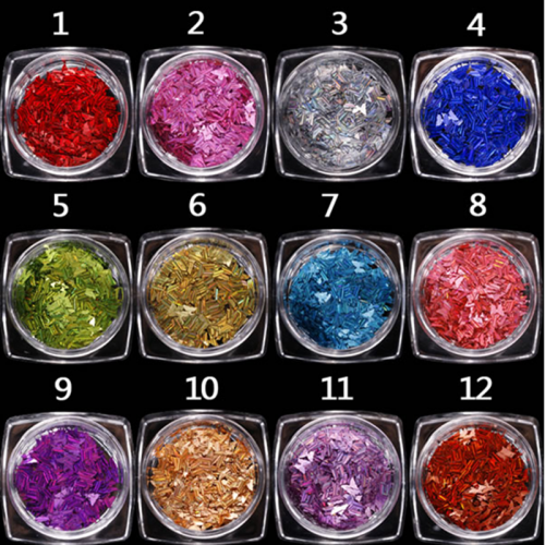 GSP-74 1 Box Colorful Nail Glitter Paillette Ultra-thin Butterfly Sequins Tips