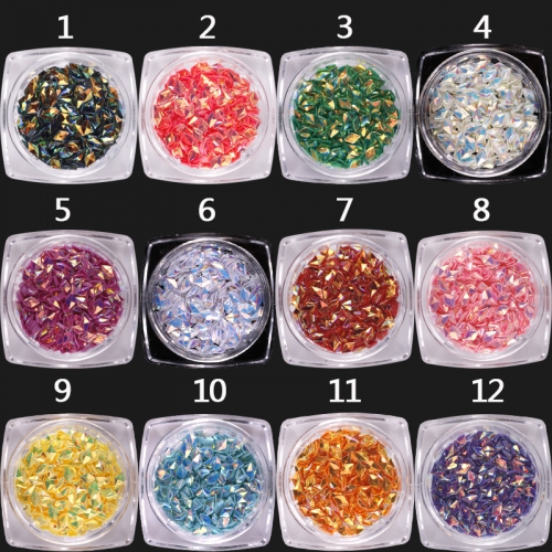 GSP-75 12 Colors/set Chameleon AB Sequins Triangle Rhombus Colorful Glitter Flakes