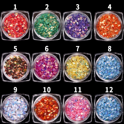 GSP-104 10g/bag Holographic Diamond Shape 12 Colors Nail Glitter Sequins Polishing