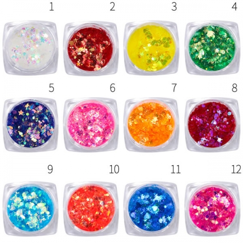 GSP-116 DIY Nail Glitter Sequins Mermaid Mixed Shape Moon Stars Round series Holographic