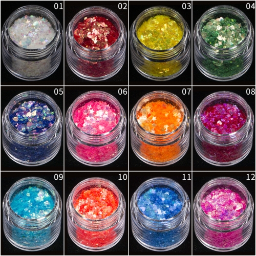 B265 10g Laser Nail Art Sequins Star Moon Heart Round Foil Paillette