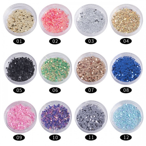 PGP-37 12 Color Nail Glitter Gel Nail Polish Decal Powder Art Design Gold Silver