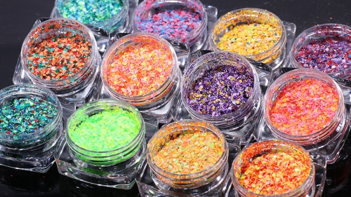 PGP-78 12 Colors Strip/Round/Hexagon Shape Mix Size Nail Art Acrylic Glitter Sequins Powder Set supplies Decoration