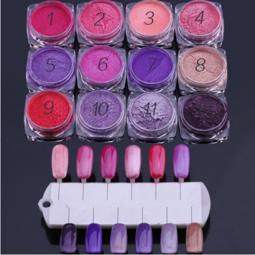 PGP-61 12pcs/set Nail Glitter Mocha Color Changing UV Light Nail Art Powder