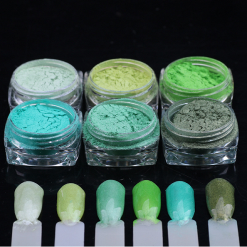 PGP-59 12pcs/set Nail Glitter Green Color Changing UV Light Nail Art Powder